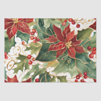 Mousseline poinsettias et papier de tissu saint