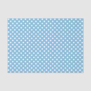 Mousseline Point Polka blanc sur papier de tissus bleu clair