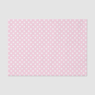 Mousseline Point Polka blanc sur papier de tissus rose pâle