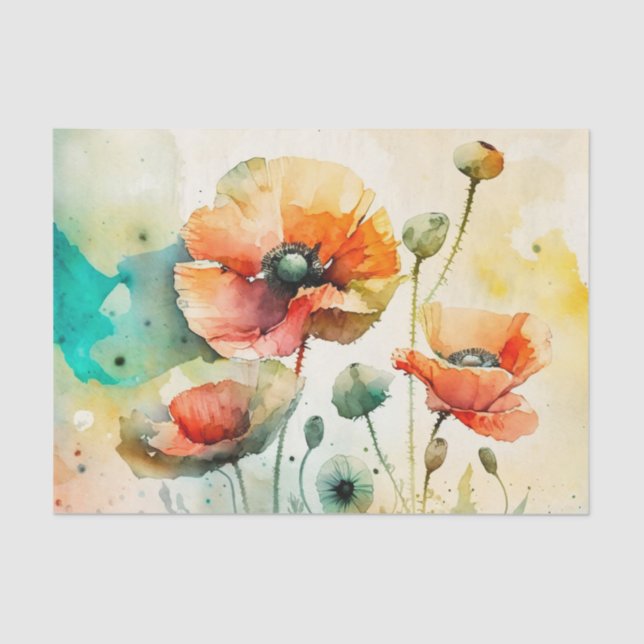 Mousseline POPPIES papier découpage floral (Recto)