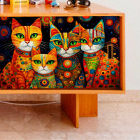 Quatre chats à motifs découpage papier de tissus