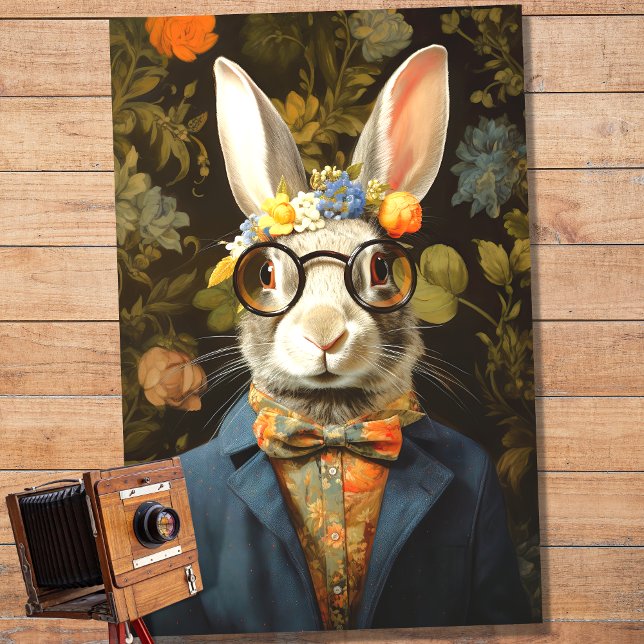 Mousseline Rabin en costume avec lunettes 1 papier découpage (Créateur téléchargé)