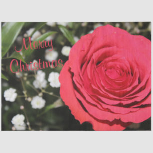 Mousseline Red Rose Joyeux Noël papier Tissu