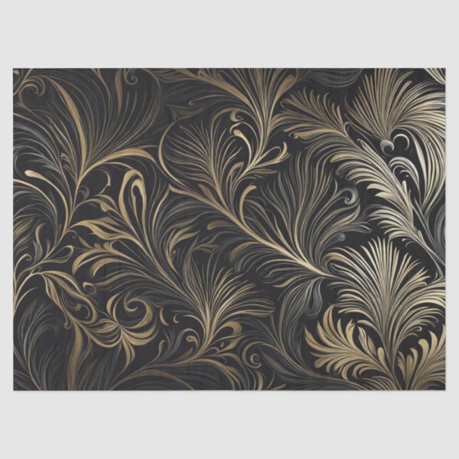 Mousseline Regal Gold sur papier découpage noir (Recto)