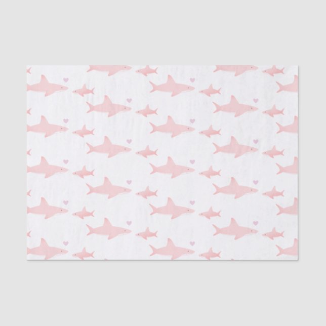 Mousseline Requins mignons rose blanc | Papier de tissus Baby (Recto)