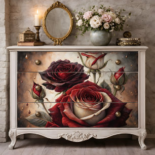Mousseline Roses découpage papier floral rouge profond