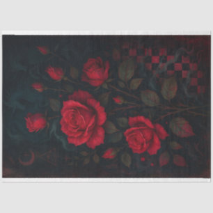 Mousseline Roses gothiques en papier découpage royal mystique