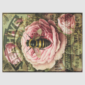 Mousseline Roses vintages et papier de découpage de l'abeille