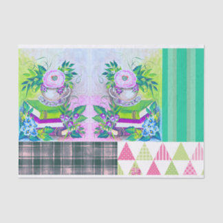 Mousseline Shabby Chic Livre Thème Floral Tissu Papier