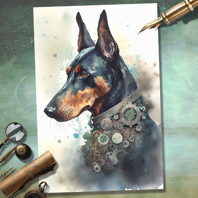 Mousseline Steampunk Doberman 3 papier découpage (Créateur téléchargé)