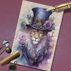 Steampunk Lion mâle violet Lilac papier découpage