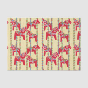Mousseline Suédois Dala Horses papier papier Tissu