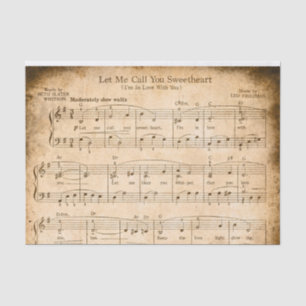 Mousseline Sweethee Tissue Papier Découpage Musique Vintage