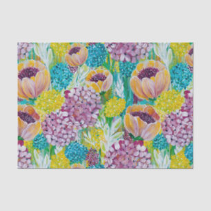 Mousseline Symphonie Hydrangea Poppy Papier Tissu Floral