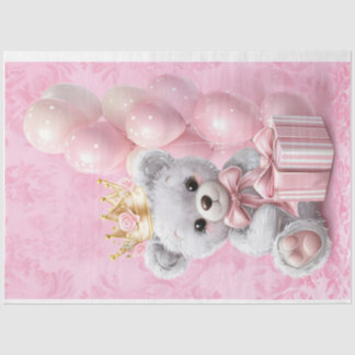 Mousseline Teddy Bear Rose Colonnes Papier Tissu