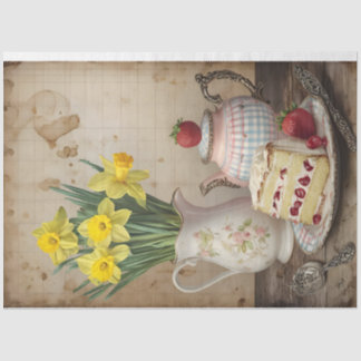 Mousseline Thé du matin avec Daffodils Déchoupage papier de p