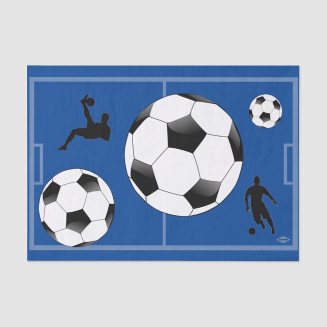 Mousseline Thème de soccer Gift papier Tissu Bleu HAMbyWG (Recto)
