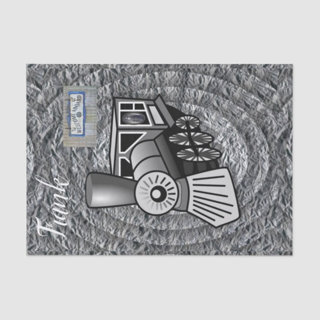 Mousseline Train Vintage papier (Recto)