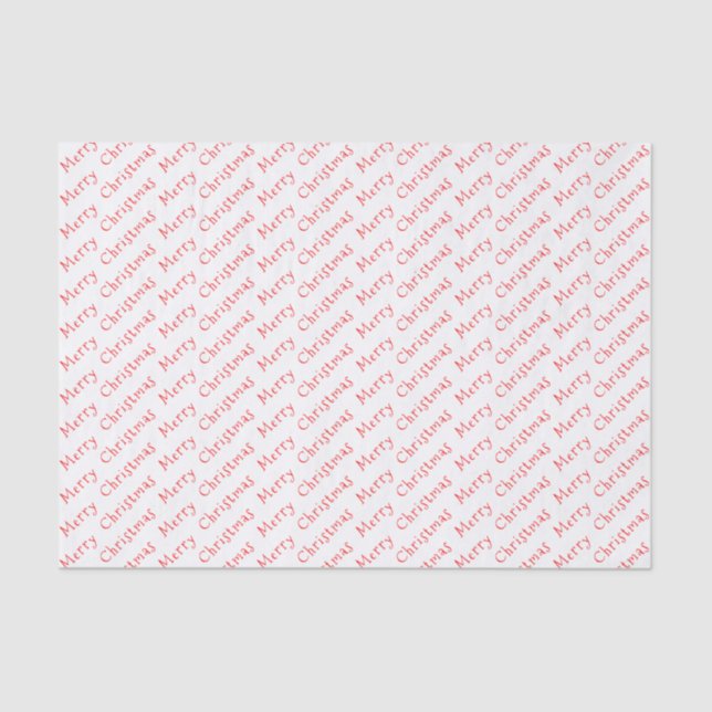Mousseline Typographie de Noël Rouge sur papier Tissu Blanc (Recto)