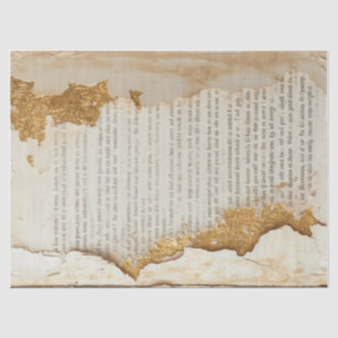 Mousseline Vieux papier avec bords déchirés feuille or mur fi