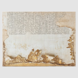 Mousseline Vieux papier avec bords déchirés feuille or mur fi
