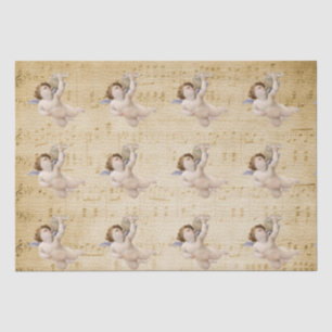 Mousseline Vintage Angels Musical Notes Feuille Tissu Papier