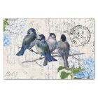 Vintage Blue Birds Fleurs Italiennes Tissu Papier
