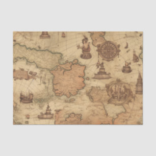 Mousseline Vintage Nautical Voyage Antique Decoupage Papier