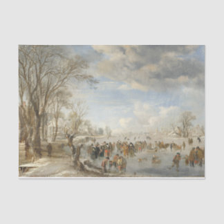 Mousseline Vintage Noël Tissu Papier HIVER EN HOLLANDE