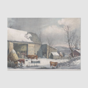 Mousseline Vintage Noël Tissu Papier HIVER FARINE YARD