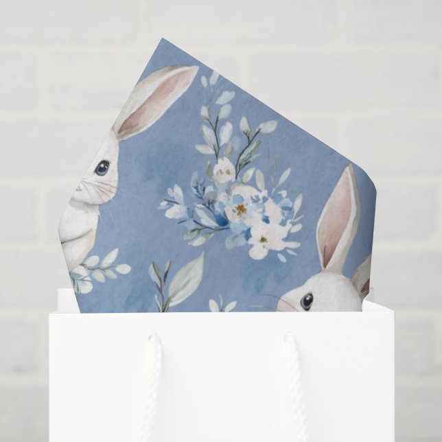 Mousseline Vœux de Blue Bunny – Papier d'emballage de Pâques  (Sac cadeau)