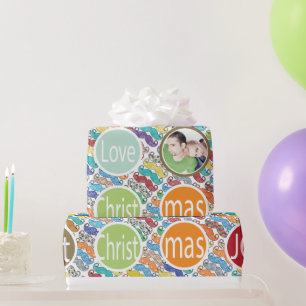 Moustache 1st Christams Hipster Personalized Photo Wrapping Paper