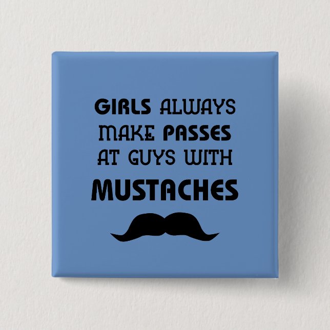 Moustache 2 Inch Square Button (Front)