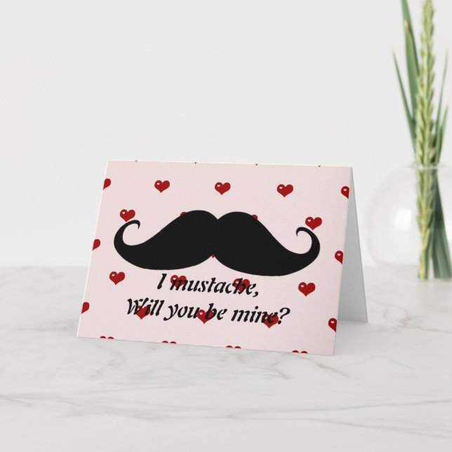 Moustache amusante Carte de coeur hipster de la Sa (Devant)