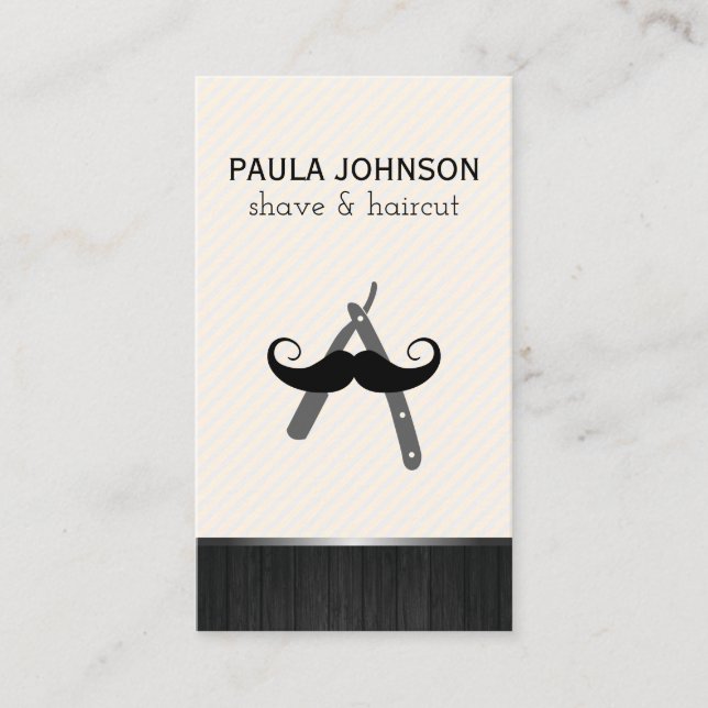 Moustache and Barber Blade Business Card (Front)