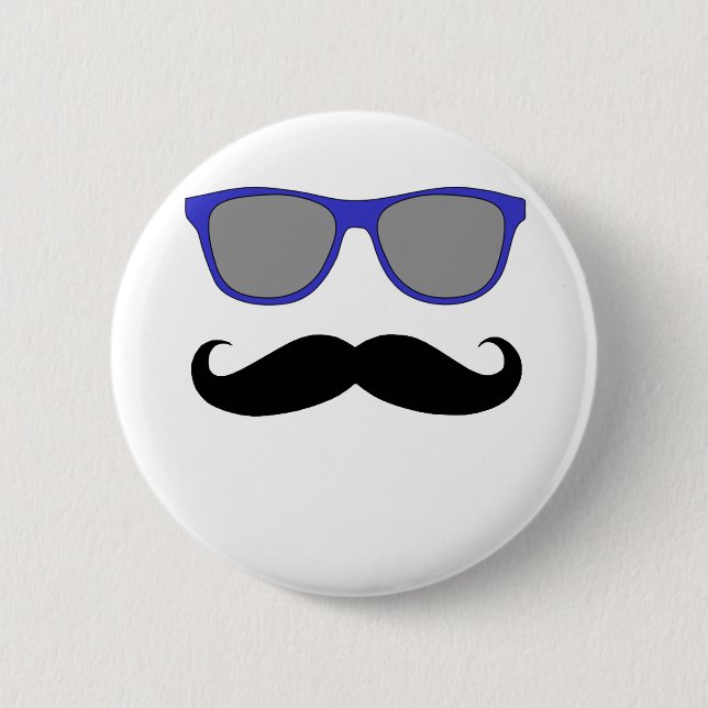 Moustache and Blue Sunglasses Humour 2 Inch Round Button (Front)