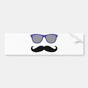 Moustache and Blue Sunglasses Humour Bumper Sticker