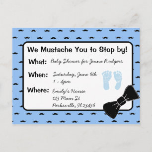 Moustache and Bow tie Baby Shower Invitation Postcard