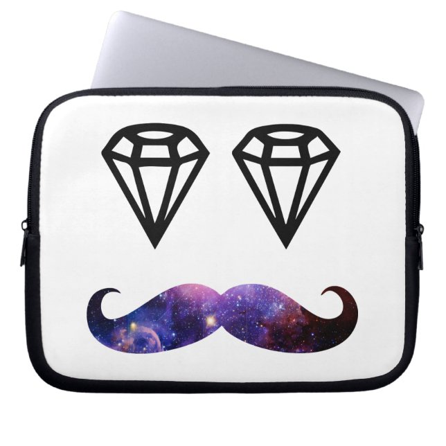 Moustache and diamonds laptop sleeve (Front)