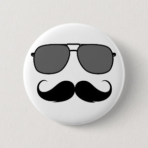moustache and glasses 2 inch round button