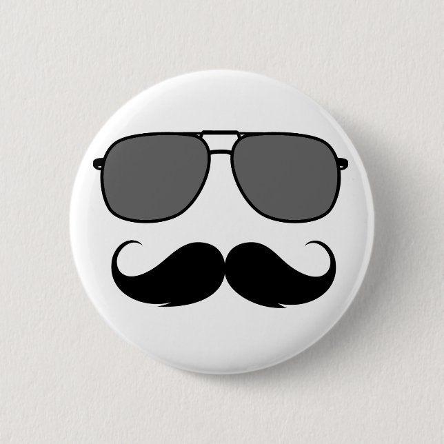 moustache and glasses 2 inch round button (Front)