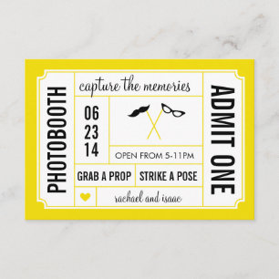 Moustache and Glasses Props Photobooth Ticket Invitation
