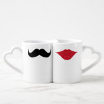 Moustache and lips couples mugs<br><div class="desc">Funny black moustache for him and funny red lips for her couples mug set.</div>