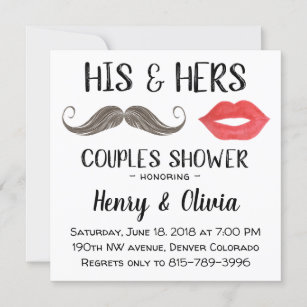 Moustache and Lips Couples Shower invitation