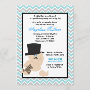 Moustache Baby Boy Baby Shower Invitation