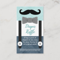 moustache baby diaper raffle ticket mint navy blue