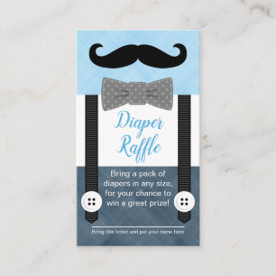 Moustache baby shower diaper raffle ticket navy enclosure card