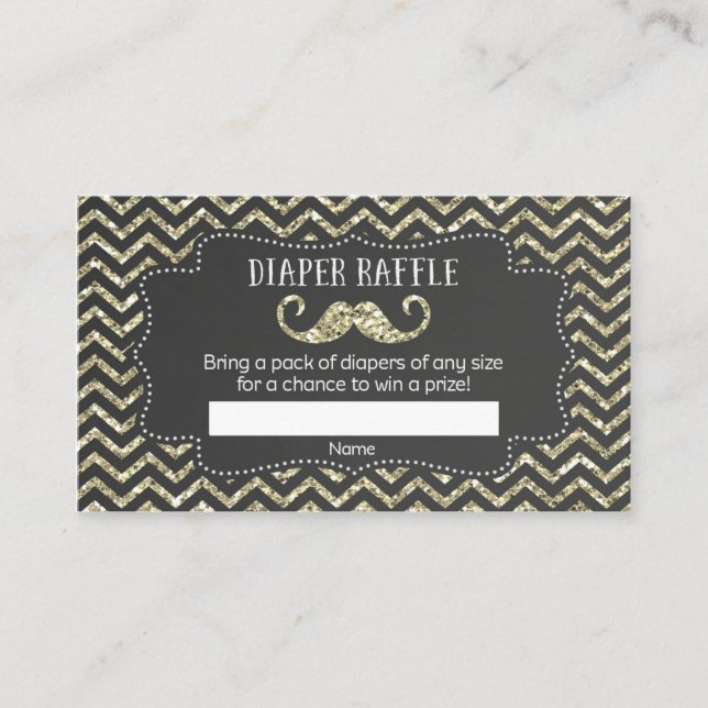 Moustache Baby Shower Diaper Raffle Tickets Enclosure Card (Front)