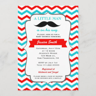 Moustache Baby Shower Invitation