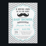 Moustache Baby Shower Invitation Aqua and Grey<br><div class="desc">Moustache Baby Shower Invitation. Little Man. Aqua and Grey. Bow tie. Gentleman.. For further customization,  please click the "Customize it" button and use our design tool to modify this template.</div>